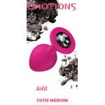 Средняя розовая анальная пробка Emotions Cutie Medium с чёрным кристаллом - 8,5 см
