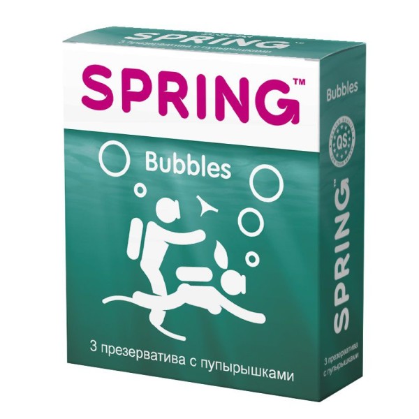 Презервативы SPRING BUBBLES с пупырышками - 3 шт