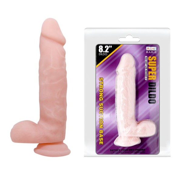 Телесный фаллоимитатор с присоской Super Dildo - 21 см
