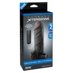 Чёрная вибронасадка с кольцом Vibrating Real Feel 2 Extension - 16 см