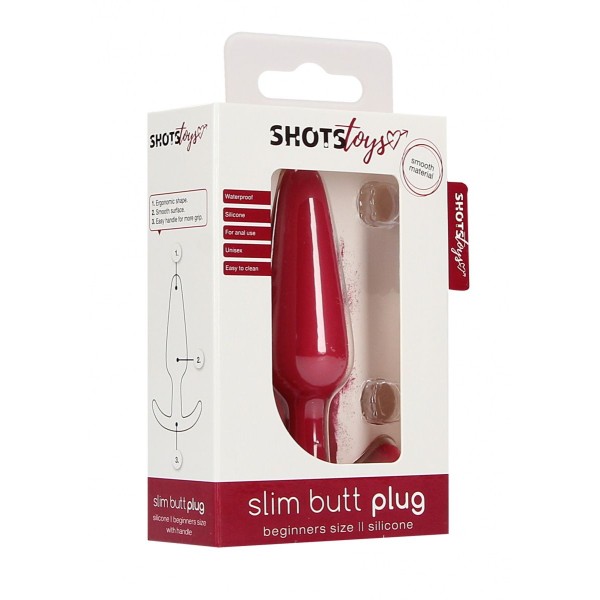 Красная анальная пробка для ношения Slim Butt Plug - 8,3 см