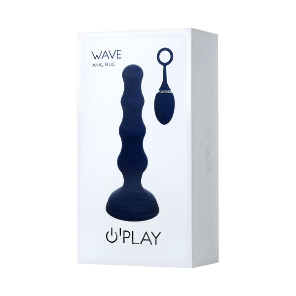 Синяя анальная вибровтулка OPlay Wave с пультом ДУ - 15,5 см