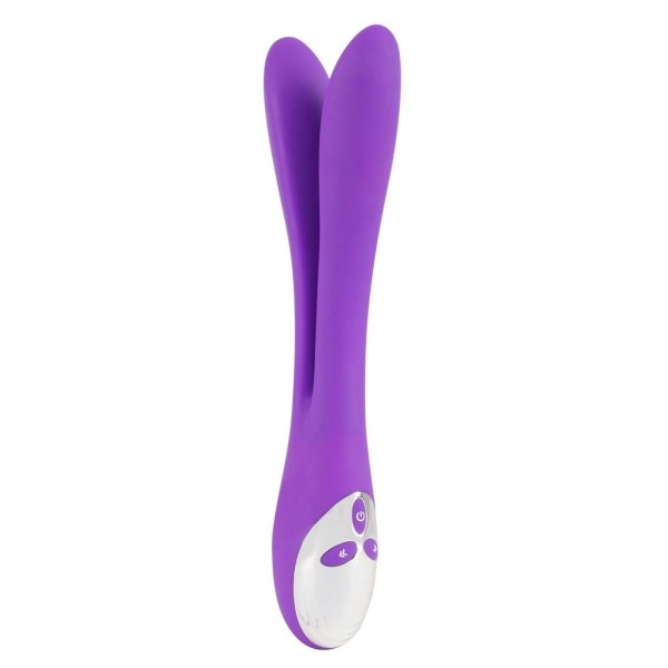 Фиолетовый сдвоенный вибратор Bendable Double Vibrator - 24,3 см