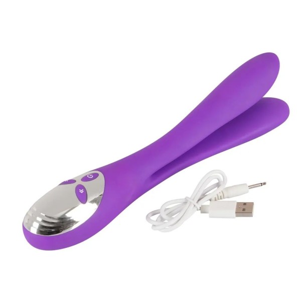 Фиолетовый сдвоенный вибратор Bendable Double Vibrator - 24,3 см