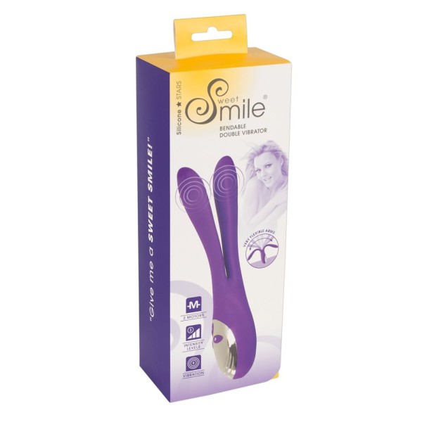 Фиолетовый сдвоенный вибратор Bendable Double Vibrator - 24,3 см