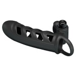 Черная насадка на пенис с вибропулей Penis Sleeve II - 18,8 см