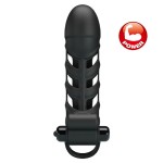 Черная насадка на пенис с вибропулей Penis Sleeve II - 18,8 см
