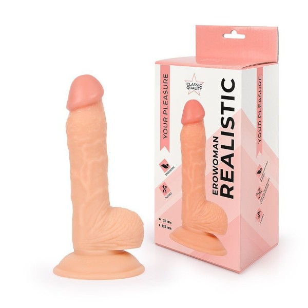 Реалистичный фаллоимитатор Erowoman телесного цвета - 18 см