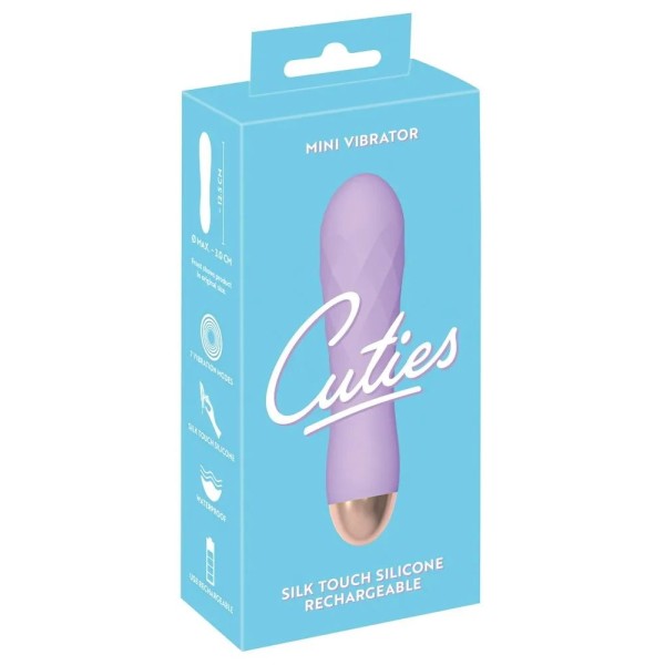 Сиреневый рельефный мини-вибратор Cuties 20 - 12,5 см