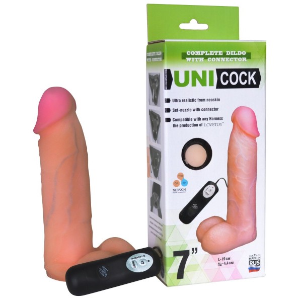 Фаллическая насадка Харнесс UNICOCK 7  с вибрацией - 19 см