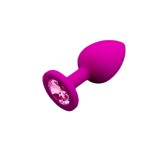 Маленькая розовая силиконовая пробка с розовым кристаллом - 7,5 см