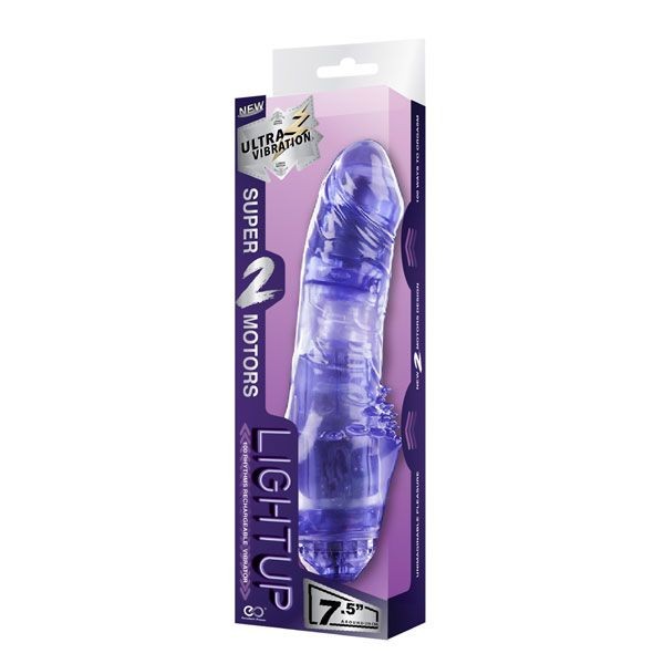 Фиолетовый вибратор LIGHT UP 100 RHYTHMS VIBE - 19 см