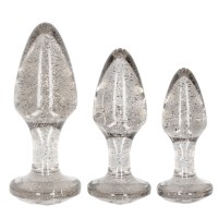 Набор из 3 серебристых анальных пробок Acrylic Goldchip Butt Plug Set Набор из 3 серебристых анальных пробок Acrylic Goldchip Butt Plug Set