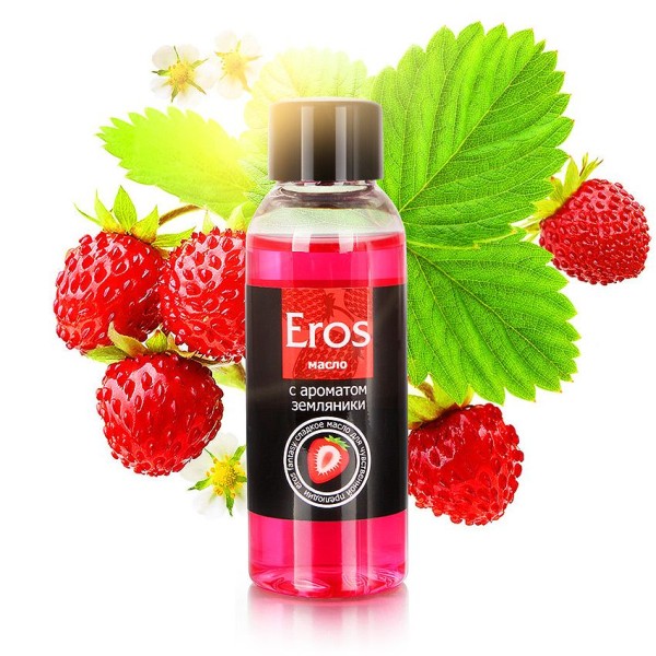 Массажное масло Eros fantasy с ароматом земляники - 50 мл