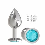 Серебристая средняя пробка с голубым кристаллом - 8,5 см