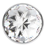 Большая серебристая анальная пробка Diamond Clear Sparkle Large с прозрачным кристаллом - 8 см