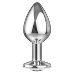Большая серебристая анальная пробка Diamond Clear Sparkle Large с прозрачным кристаллом - 8 см