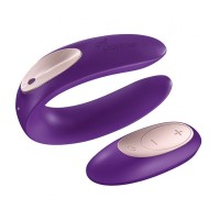 Фиолетовый вибратор для пар Satisfyer Double Plus Remote с пультом ДУ Фиолетовый вибратор для пар Satisfyer Double Plus Remote с пультом ДУ