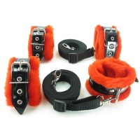 Набор на кровать с красным мехом BDSM Light Набор на кровать с красным мехом BDSM Light