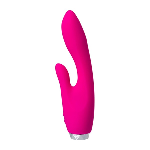 Розовый вибратор с клиторальным стимулятором L EROINA - 18 см
