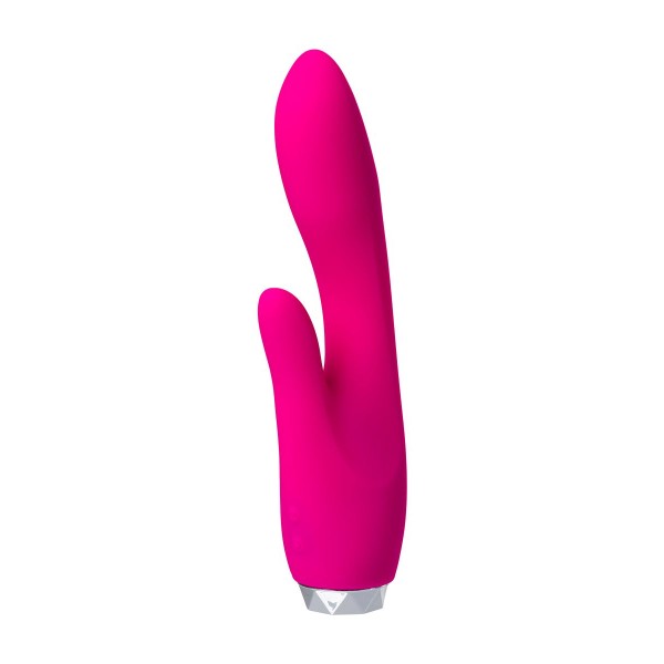Розовый вибратор с клиторальным стимулятором L EROINA - 18 см