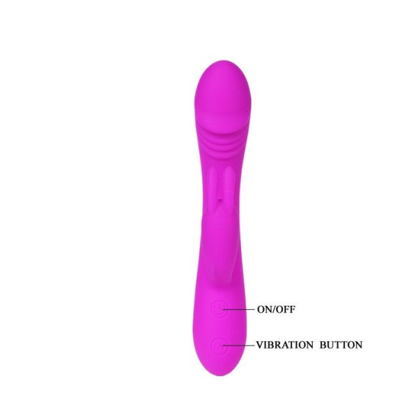 Силиконовый вибратор Hunter с клиторальным зайчиком - 17 см
