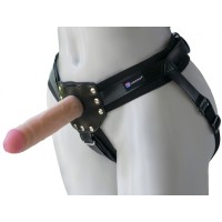 Черный пояс-трусики с двумя насадками Экзотик-Linda - 15,5 и 10,5 см.