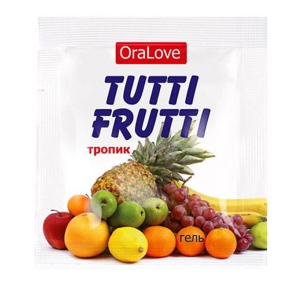 Пробник гель-смазки Tutti-frutti со вкусом тропических фруктов - 4 гр