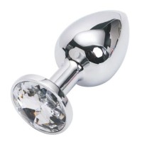 Серебристая анальная пробка с прозрачным кристаллом - 7,6 см. Серебристая анальная пробка с прозрачным кристаллом - 7,6 см.