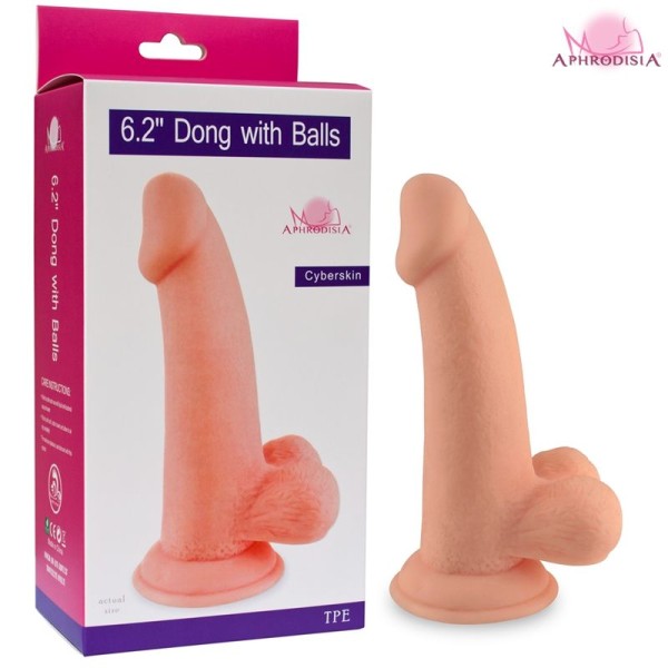 Телесный фаллоимитатор 6  Dong with Balls - 14 см