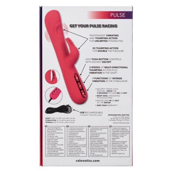 Розовый вибромассажер-кролик Throb Pulse - 21,5 см