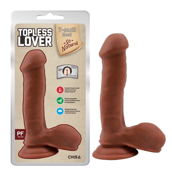 Кофейный фаллоимитатор на присоске Topless Lover - 19,2 см