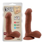 Кофейный фаллоимитатор на присоске Topless Lover - 19,2 см