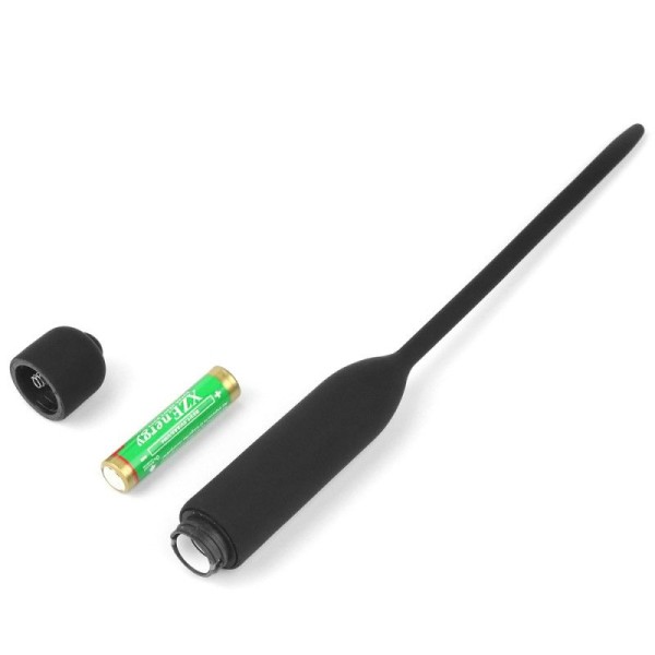 Черный уретральный виброплаг Silicone Vibrating Urethral Dilator - 21 см