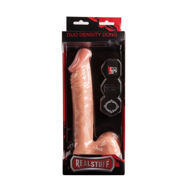 Телесный фаллоимитатор на присоске REALSTUFF DUO DENSITY DONG 9INCH - 22,9 см