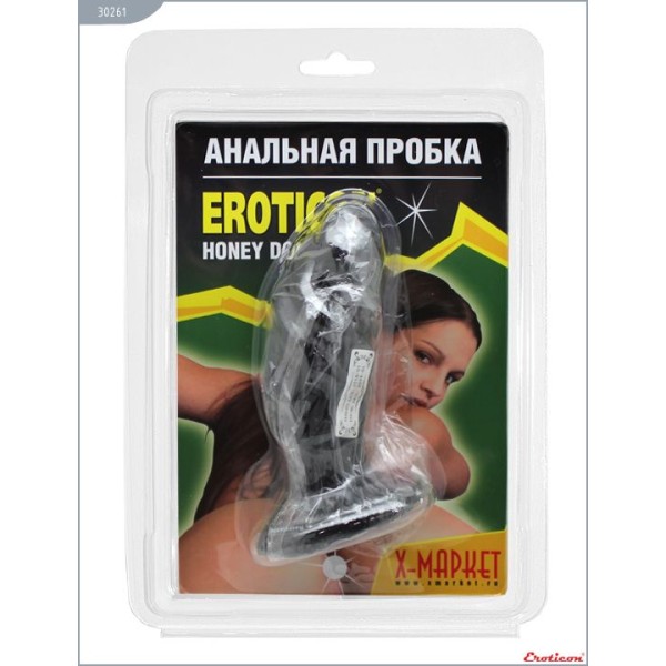 Чёрная анальная пробка-фаллос - 13 см