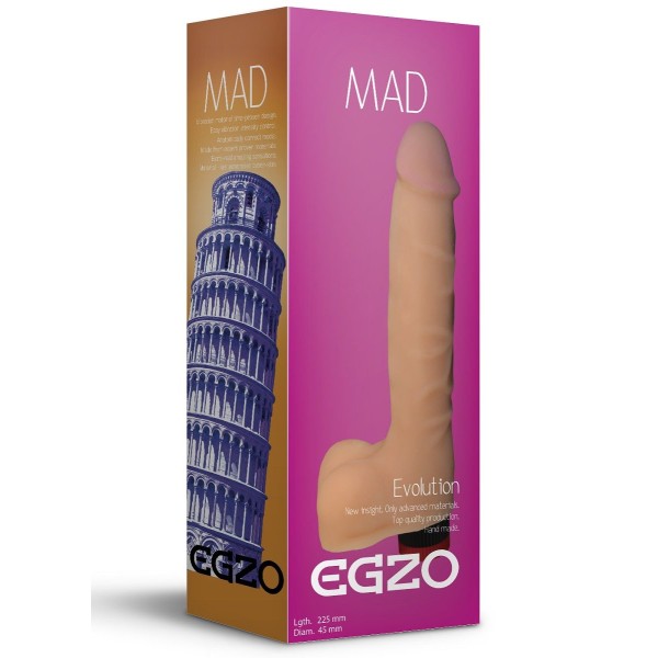 Телесный реалистичный мультискоростной вибратор Mad Tower - 22,5 см