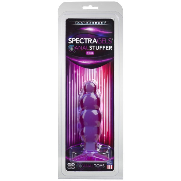Фиолетовая рельефная анальная пробка SpectraGels Purple Anal Stuffer - 14 см