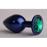 Синяя анальная пробка с зелёным стразом - 7,6 см. Синяя анальная пробка с зелёным стразом - 7,6 см.