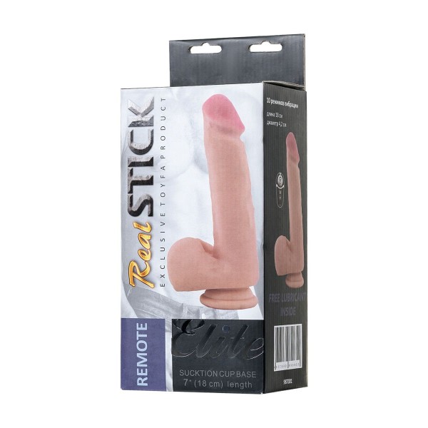 Телесный перезаряжаемый вибратор REALSTICK ELITE VIBRO с пультом ДУ - 21 см