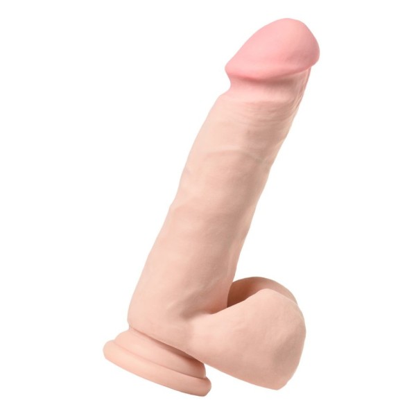 Телесный перезаряжаемый вибратор REALSTICK ELITE VIBRO с пультом ДУ - 21 см