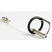 Серебристый фигурный уретральный стимулятор с силиконовым кольцом Серебристый фигурный уретральный стимулятор с силиконовым кольцом