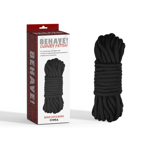 Черная веревка для шибари Bind Love Rope - 10 м