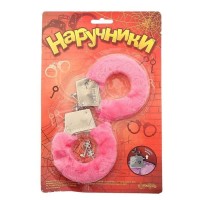 Металлические наручники с розовой плюшевой отделкой Металлические наручники с розовой плюшевой отделкой