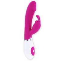 Розовый вибратор Gene с клиторальным стимулятором - 20,4 см. Розовый вибратор Gene с клиторальным стимулятором - 20,4 см.