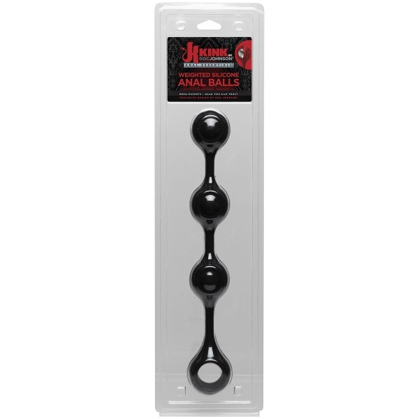 Черные утяжеленные анальные шарики Anal Essentials Weighted Silicone Anal Balls - 34,3 см