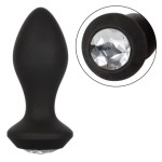 Черная анальная пробка с вибрацией и кристаллом Power Gem Vibrating Crystal Probe - 10,75 см
