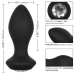Черная анальная пробка с вибрацией и кристаллом Power Gem Vibrating Crystal Probe - 10,75 см