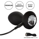 Черная анальная пробка с вибрацией и кристаллом Power Gem Vibrating Crystal Probe - 10,75 см