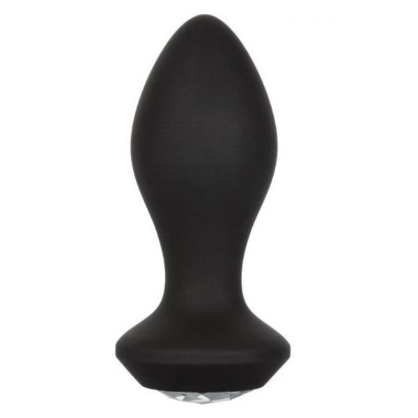 Черная анальная пробка с вибрацией и кристаллом Power Gem Vibrating Crystal Probe - 10,75 см